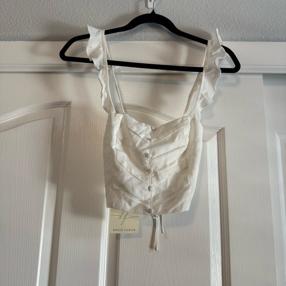 Dress Forum Cream Ruffle Strap Blouse